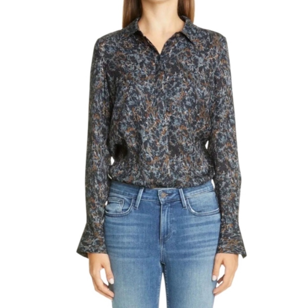 Lafayette 148 New York Silk Multicolor Button Down Shirt XS